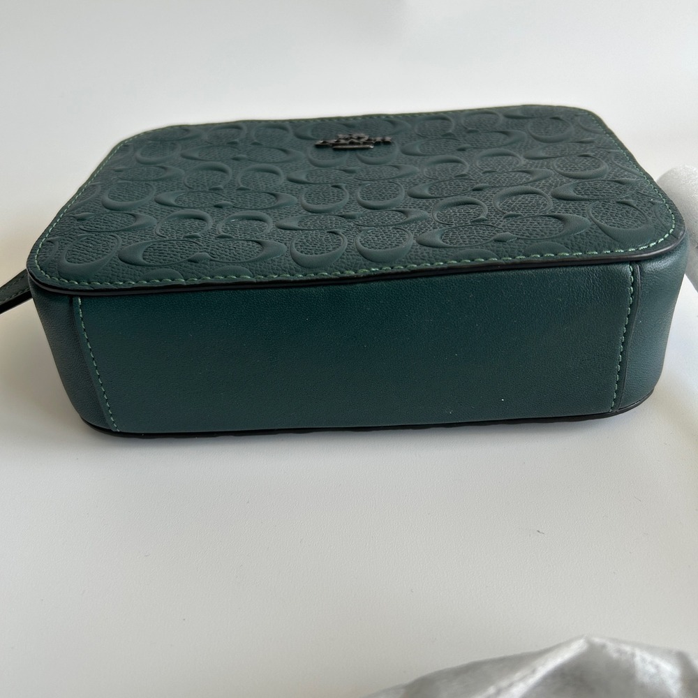 Coach Mini Jamie Forest Green Signature Debossed Leather Camera Bag NEW - Picture 5 of 11